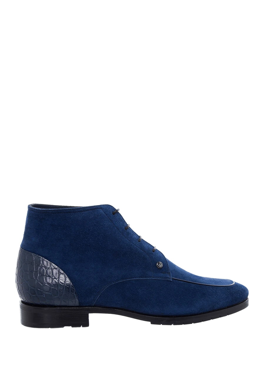 Zilli man men's boots in nubuck and crocodile skin blue купить с ценами и фото 164725 - photo 1