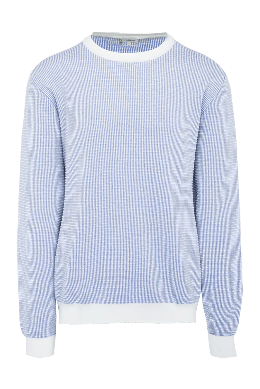 Brioni man blue cotton and silk jumper for men купить с ценами и фото 164757 - photo 1