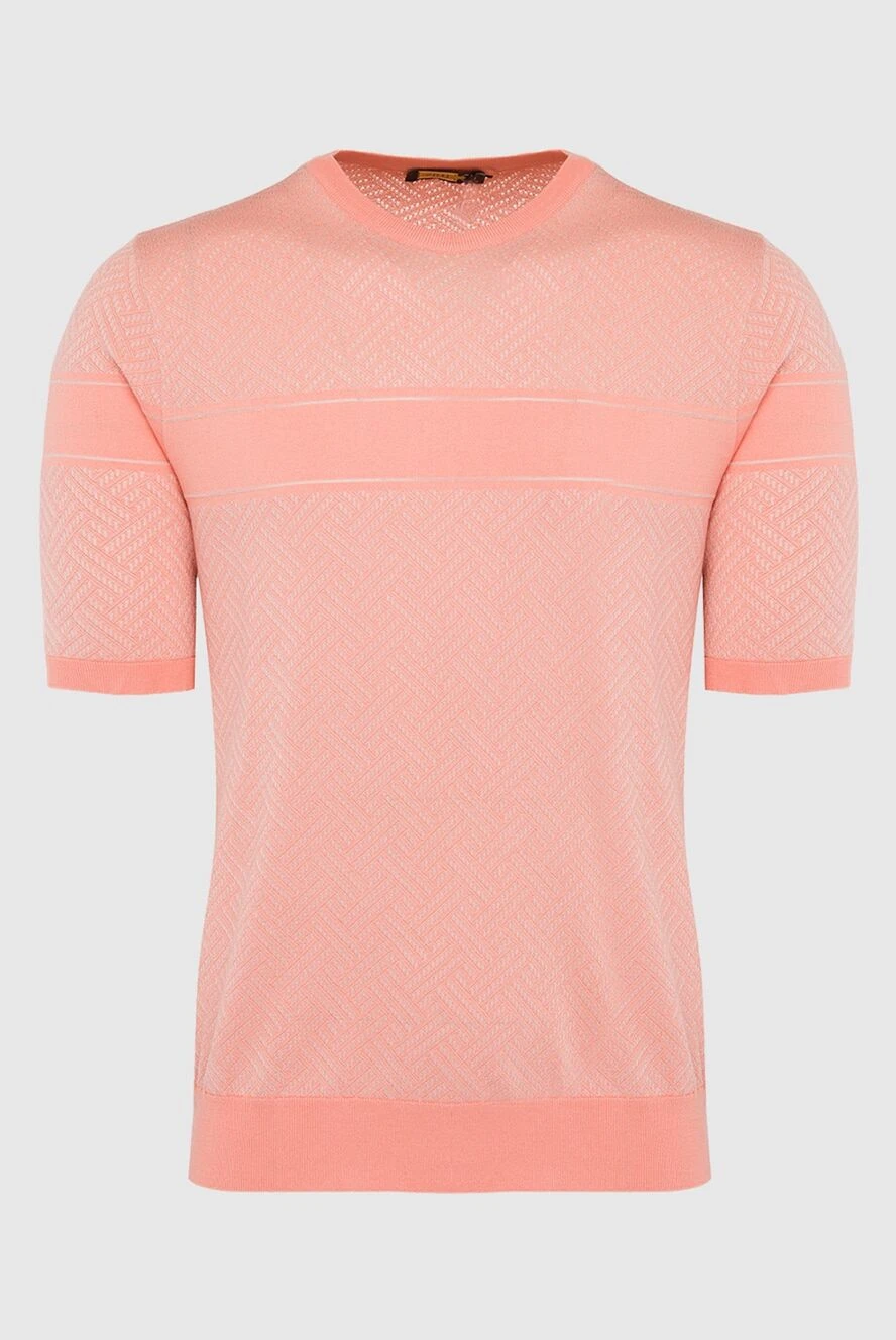 Zilli джемпер с коротким рукавом трикотажный оранжевый узорчатый мужской 164796 - фото 1