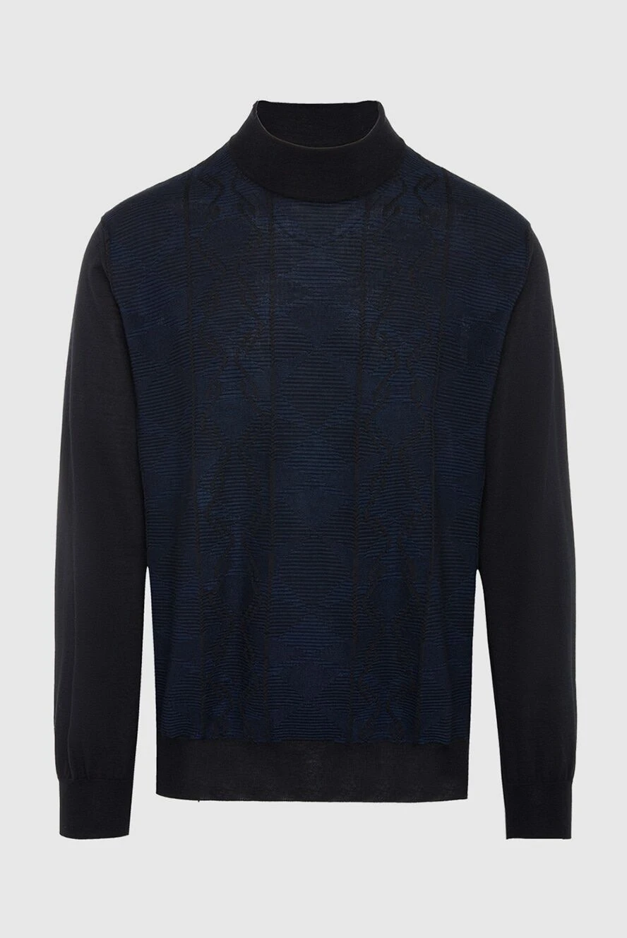 Zilli man men's jumper with a high stand-up collar, cashmere and silk, blue купить с ценами и фото 164843 - photo 1