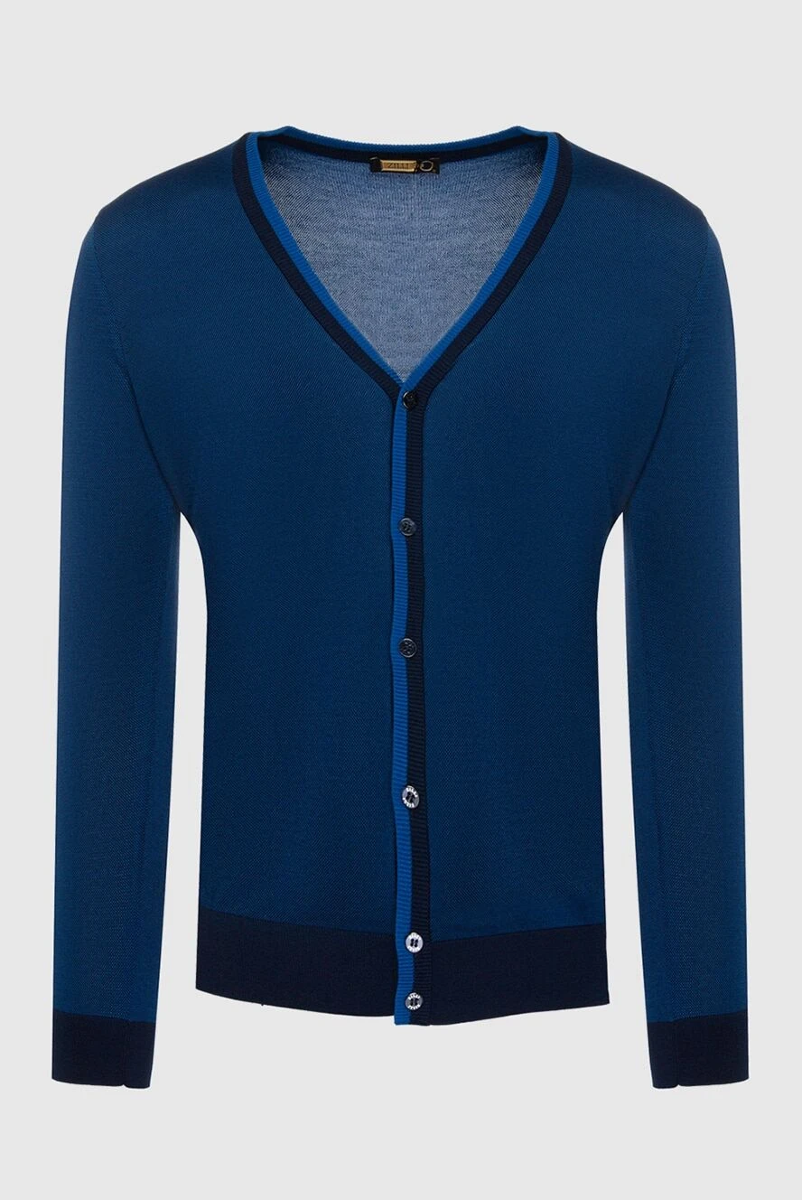 Zilli man men's cashmere and silk cardigan blue купить с ценами и фото 164860 - photo 1