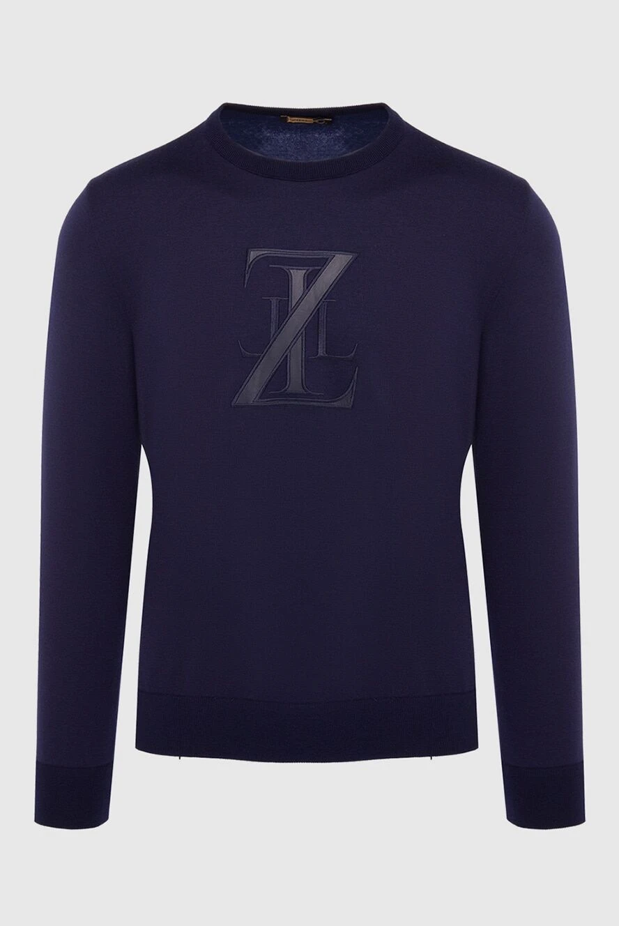 Zilli man jumper in cotton, cashmere, silk and genuine leather blue for men купить с ценами и фото 164880 - photo 1