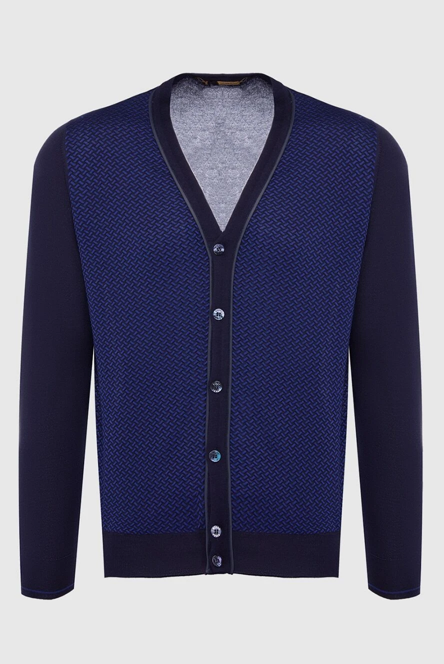 Zilli man men's cashmere and silk cardigan blue купить с ценами и фото 164930 - photo 1