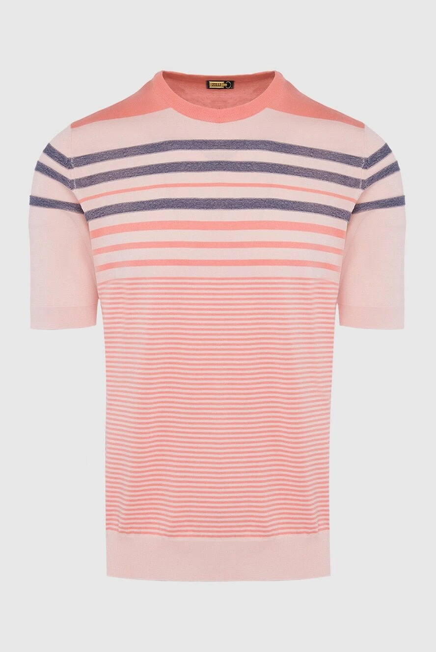 Zilli джемпер с коротким рукавом оранжевый в контрастную полоску мужской 164988 - фото 1