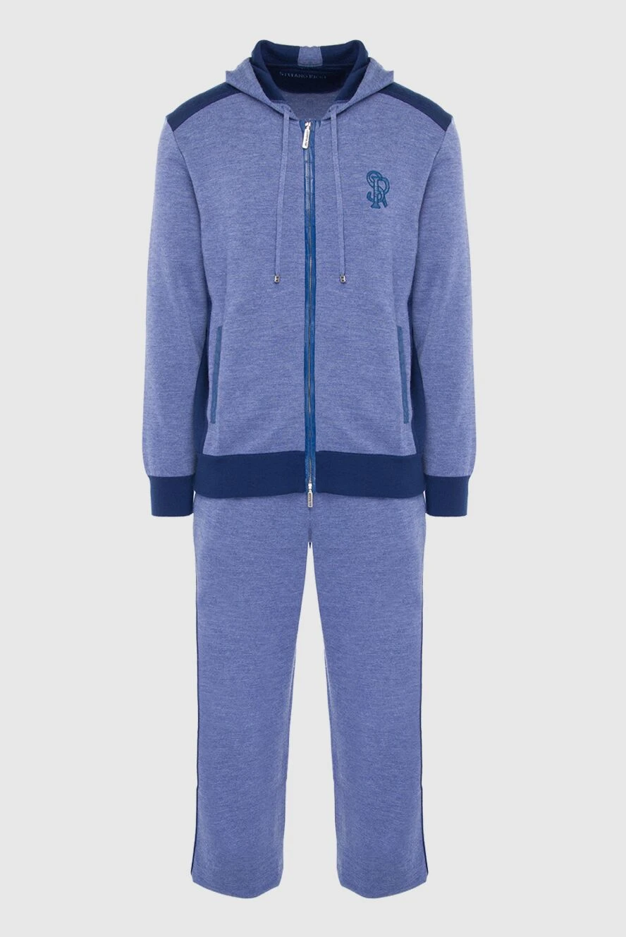 Stefano Ricci костюм спортивный мужской из кашемира и кожи крокодила синий 165117 - фото 1