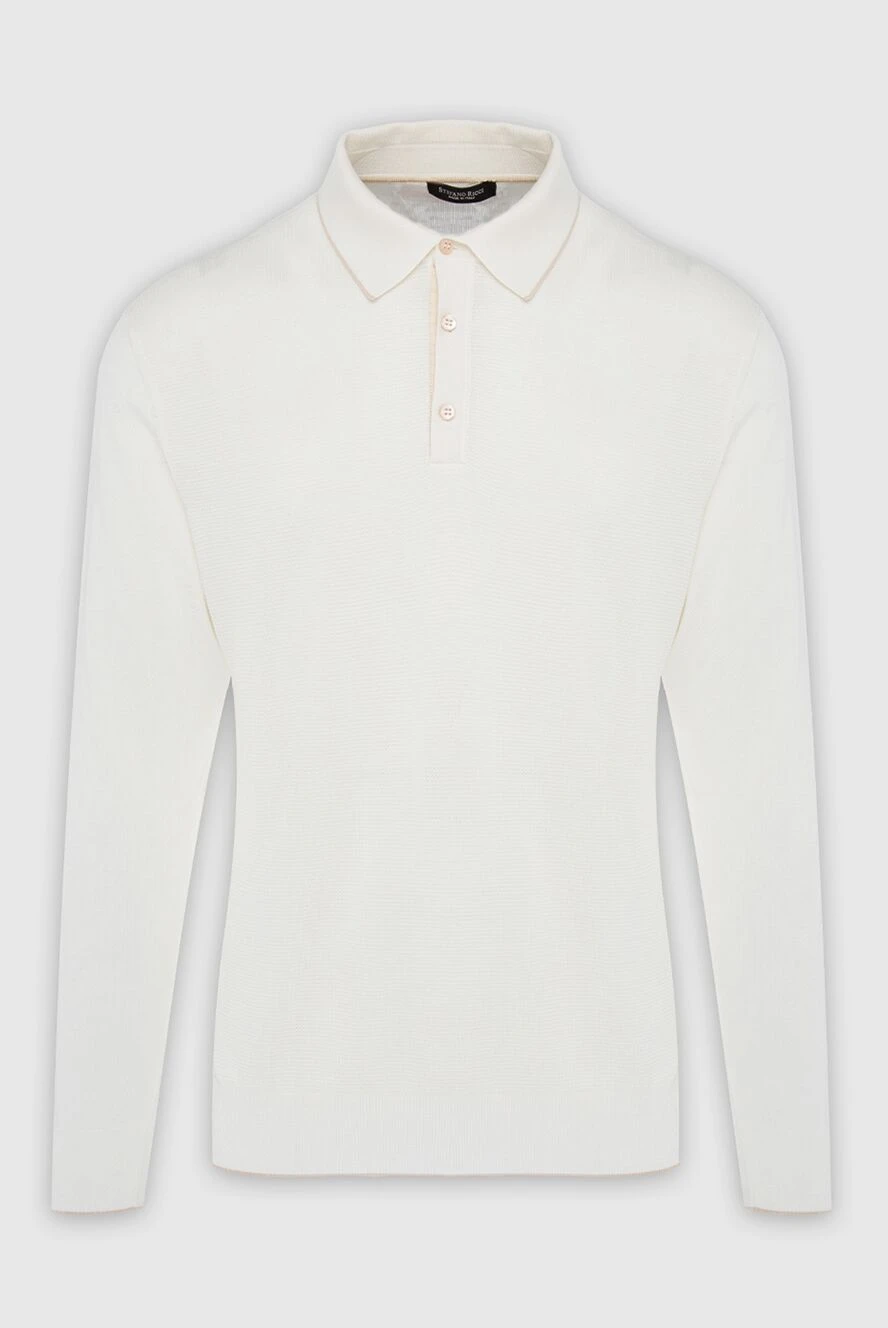 Stefano Ricci long sleeve polo with silk and crocodile leather white men's 165143 - photo 1