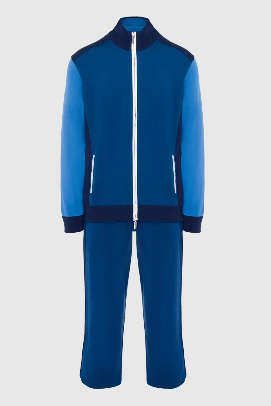 Stefano Ricci костюм спортивный мужской из шелка и кожи крокодила синий 165159 - фото 1