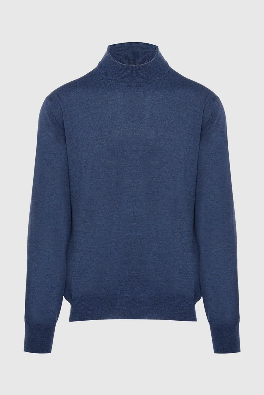 Gran Sasso man men's jumper with a high stand-up collar made of wool, blue купить с ценами и фото 165373 - photo 1