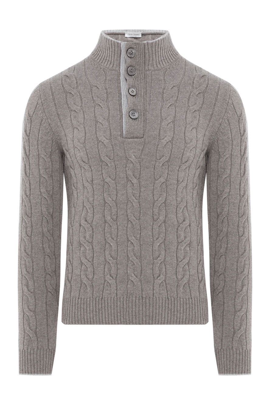 Gran Sasso men’s light brown buttoned cardigan with cable knit pattern 165405 - photo 1