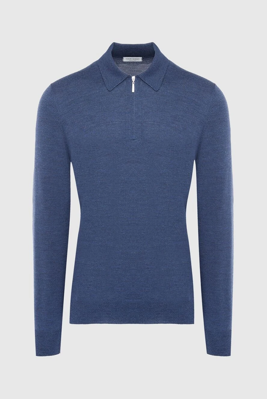 Gran Sasso man wool long sleeve polo blue for men купить с ценами и фото 165470 - photo 1