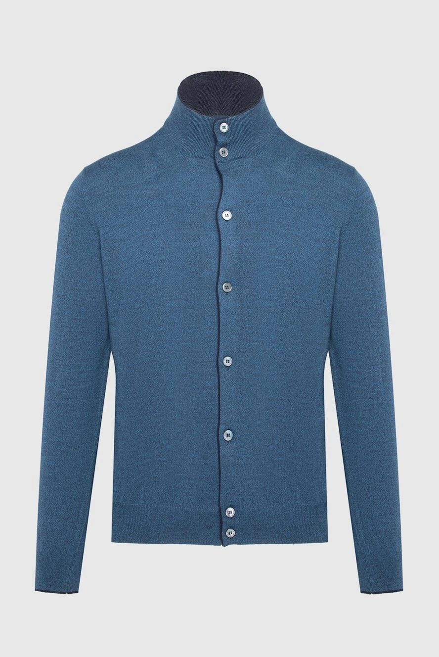 Gran Sasso man blue men's wool cardigan купить с ценами и фото 165480 - photo 1