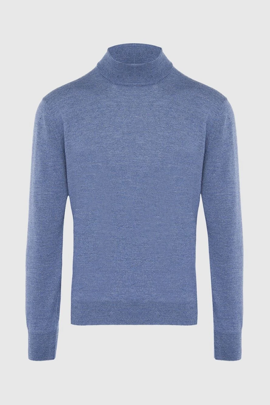 Gran Sasso man men's jumper with a high stand-up collar made of wool, blue купить с ценами и фото 165635 - photo 1