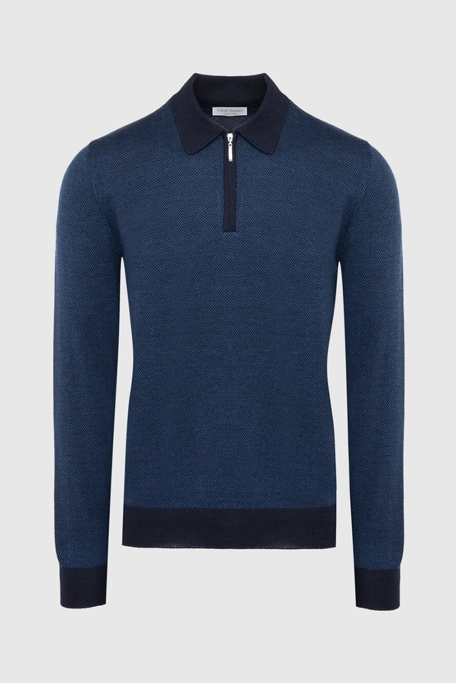 Gran Sasso man wool silk long sleeve polo blue for men купить с ценами и фото 165673 - photo 1