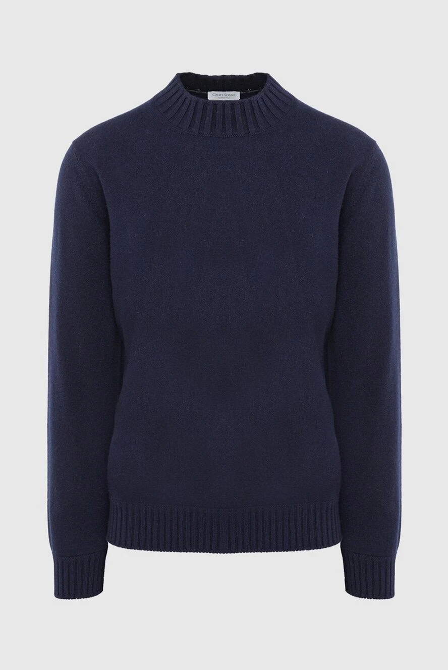 Gran Sasso man men's jumper with a high stand-up collar made of wool, blue купить с ценами и фото 165713 - photo 1