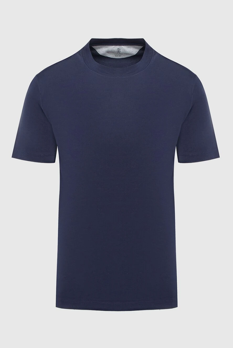 Brunello Cucinelli темно-синяя мужская футболка с круглым вырезом из хлопка 165766 - фото 1