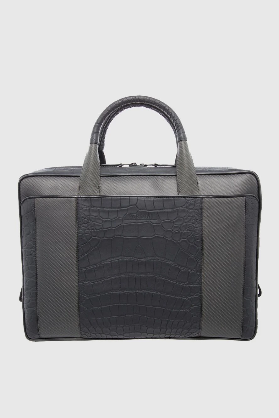 Tardini man briefcase in leather and carbon black for men купить с ценами и фото 166020 - photo 1