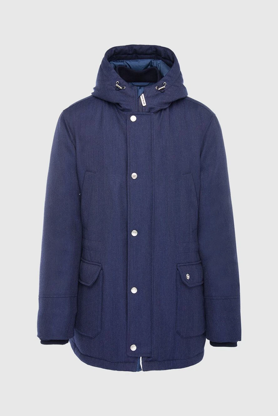 Stefano Ricci пуховик мужской из кашемира и шелка синий 166035 - фото 1