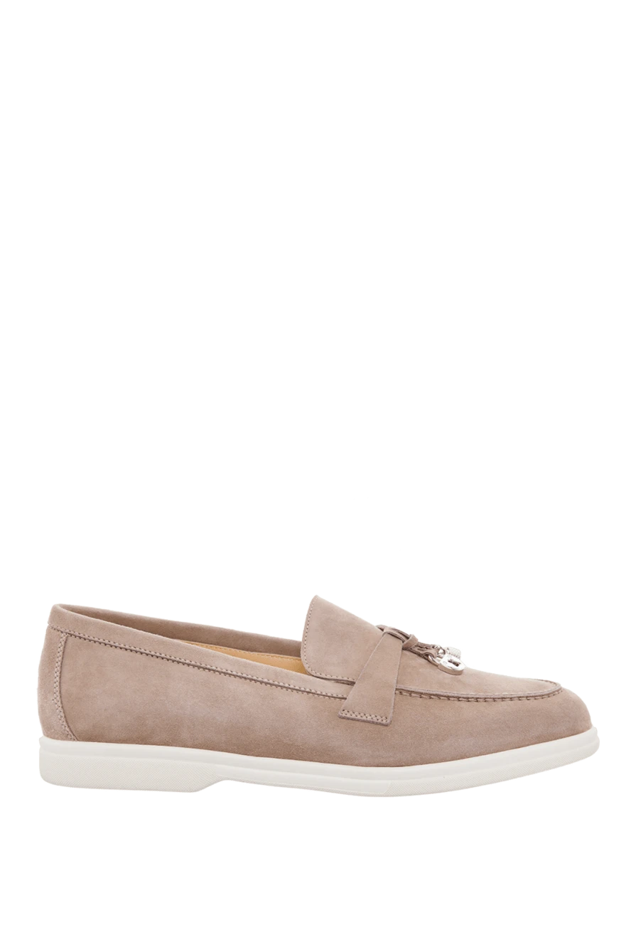 Cesare di Napoli woman beige nubuck loafers for women купить с ценами и фото 166098 - photo 1