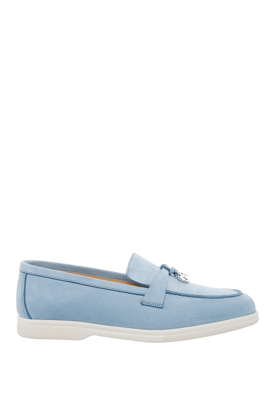 Cesare di Napoli woman blue nubuck loafers for women купить с ценами и фото 166099 - photo 1