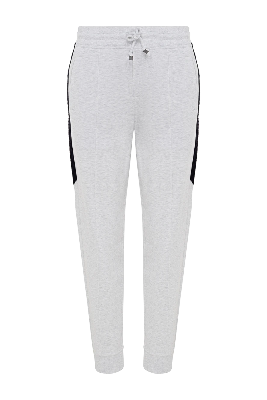 Brunello Cucinelli брюки из хлопка и полиамида серые женские 166312 - фото 1