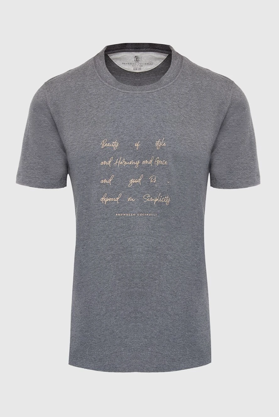 Brunello Cucinelli серая футболка с каллиграфическим принтом на груди
166394 - фото 1