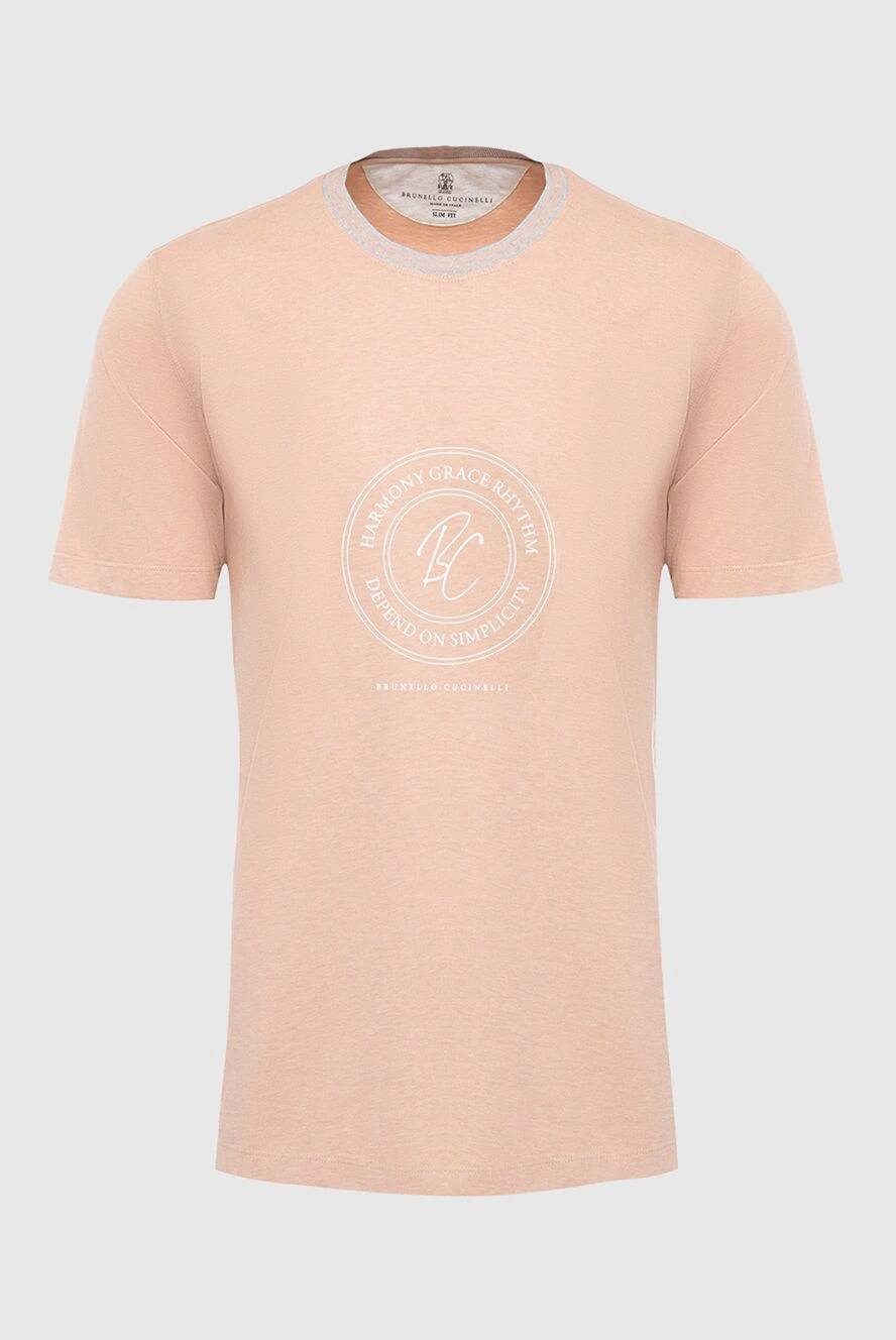 Brunello Cucinelli бренд логотипі және контраст жағасы бар мақтадан жасалған футболка 166398 - фото 1
