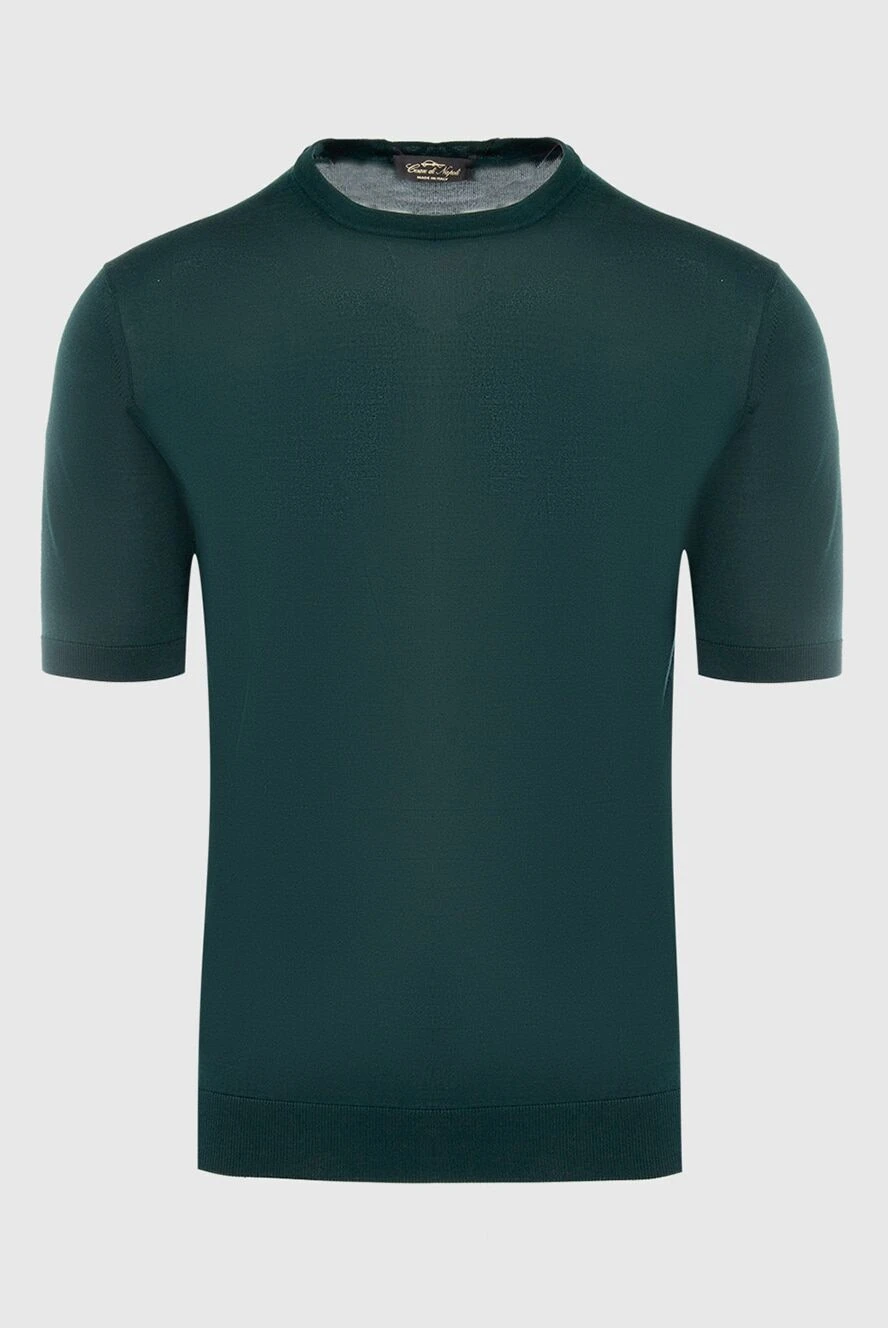 Cesare di Napoli man short sleeve jumper in silk green for men купить с ценами и фото 166555 - photo 1