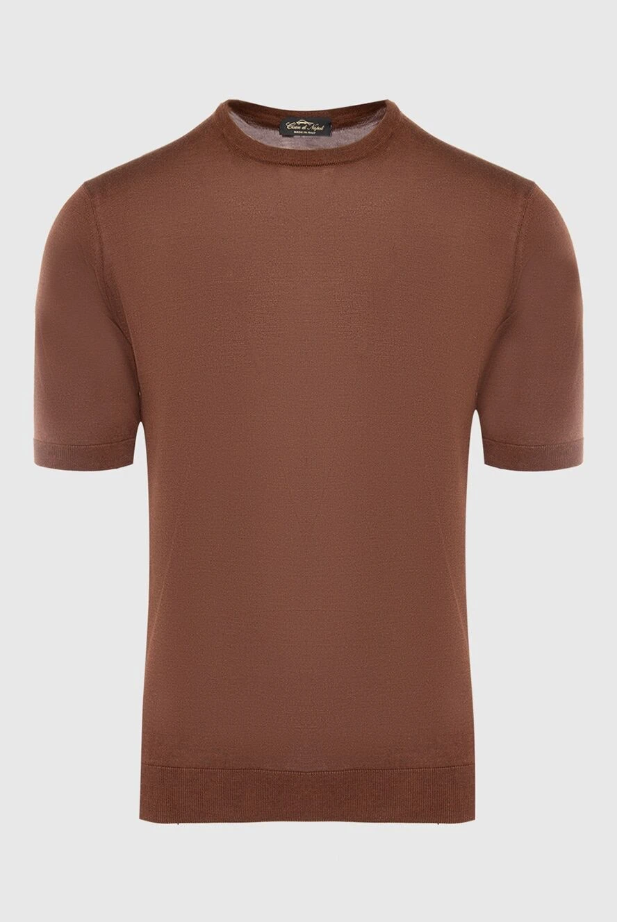 Cesare di Napoli dark brown silk short-sleeve jumper for men 166558 - photo 1