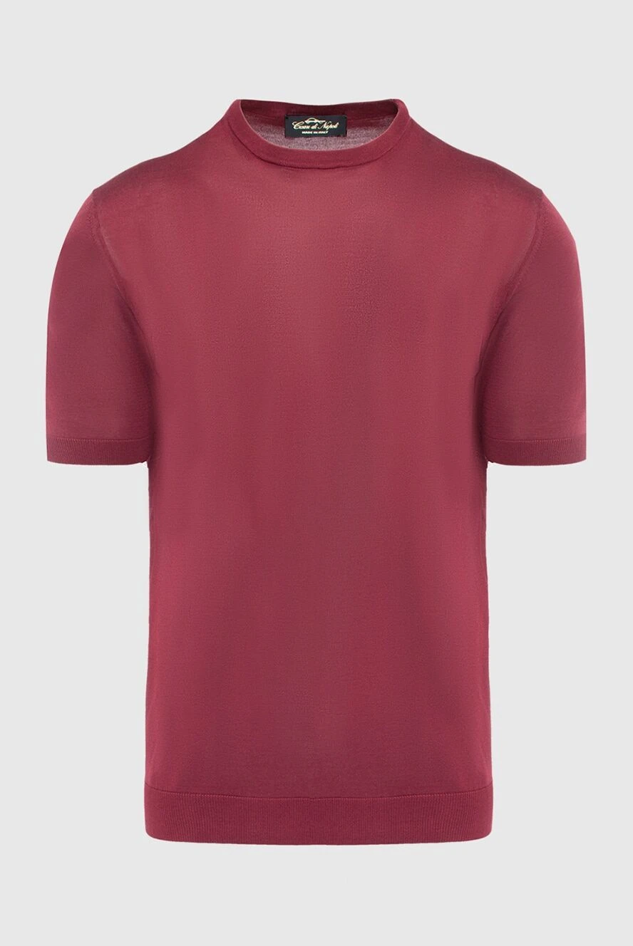 Cesare di Napoli man silk short sleeve jumper burgundy for men купить с ценами и фото 166560 - photo 1