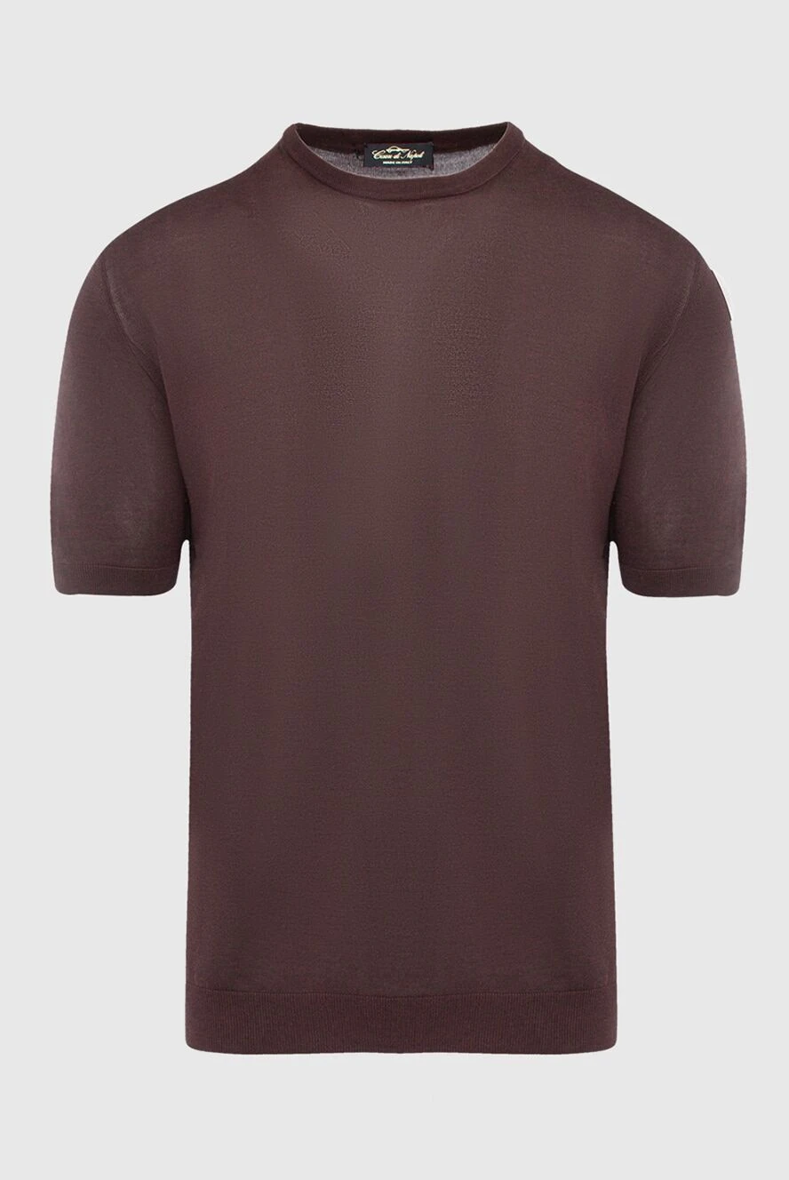 Cesare di Napoli man short-sleeved jumper in silk brown for men купить с ценами и фото 166566 - photo 1