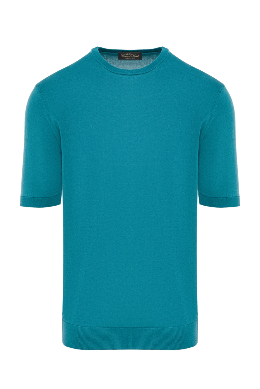 Cesare di Napoli джемпер с коротким рукавом шёлковый бирюзово-зелёный мужской 166573 - фото 1