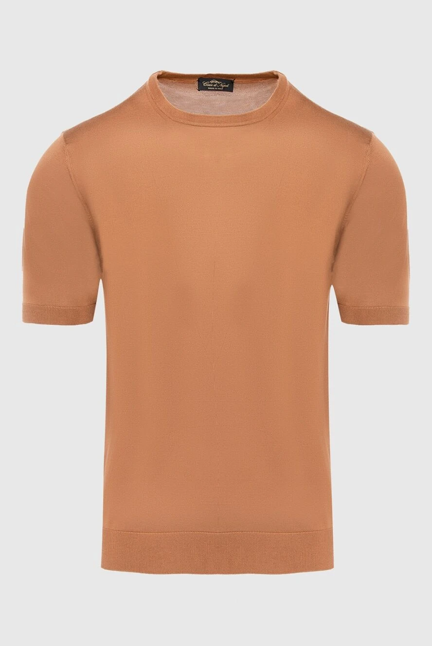 Cesare di Napoli man short sleeve jumper in silk orange for men купить с ценами и фото 166575 - photo 1