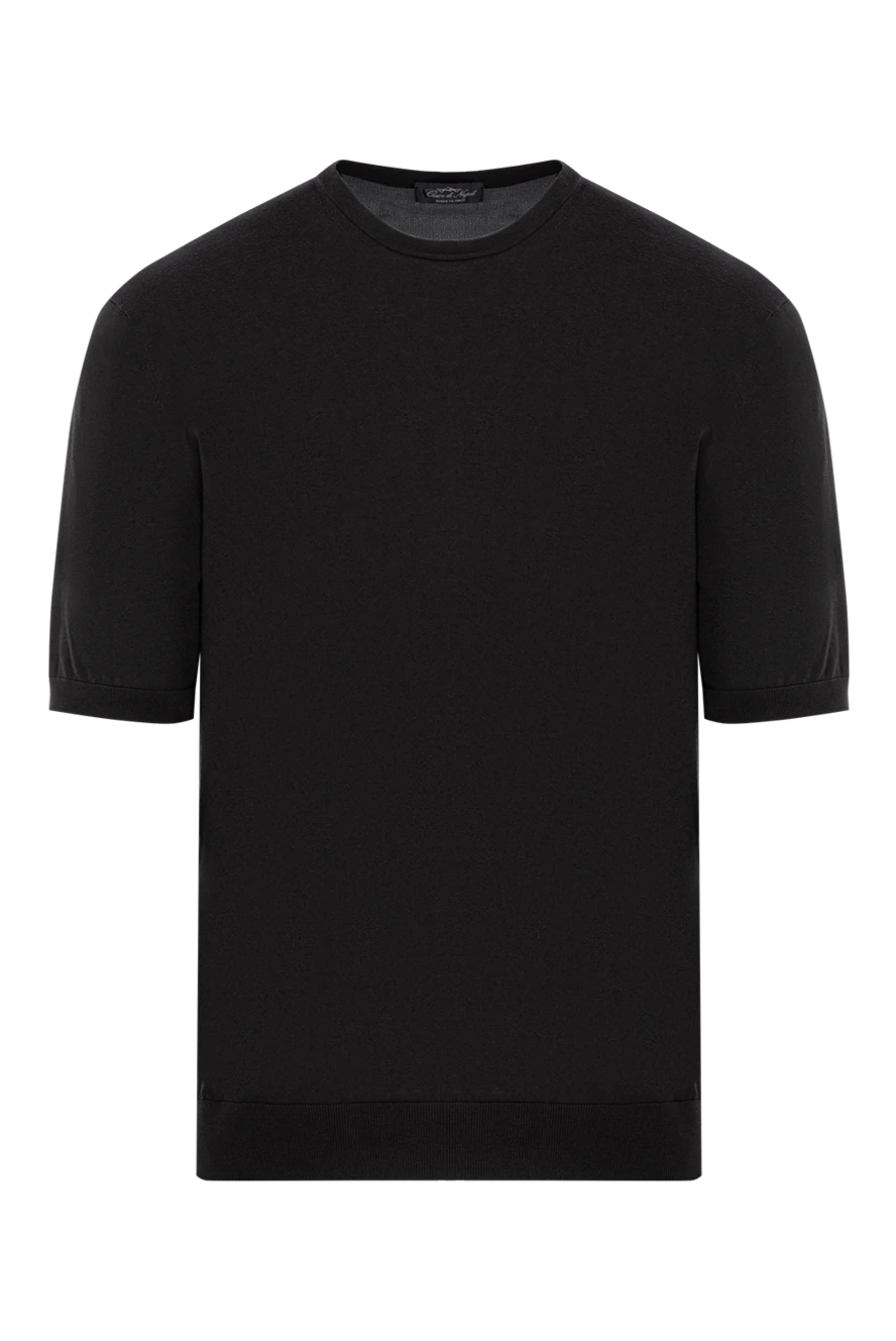 Cesare di Napoli джемпер с коротким рукавом из шелка и хлопка коричневый мужской 166590 - фото 1