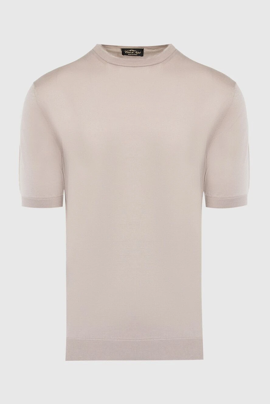 Cesare di Napoli man short sleeve jumper in silk and cotton beige for men купить с ценами и фото 166594 - photo 1