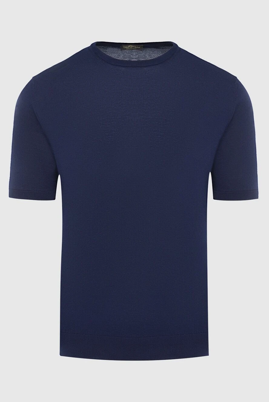 Cesare di Napoli man cotton short sleeve jumper blue for men купить с ценами и фото 166614 - photo 1