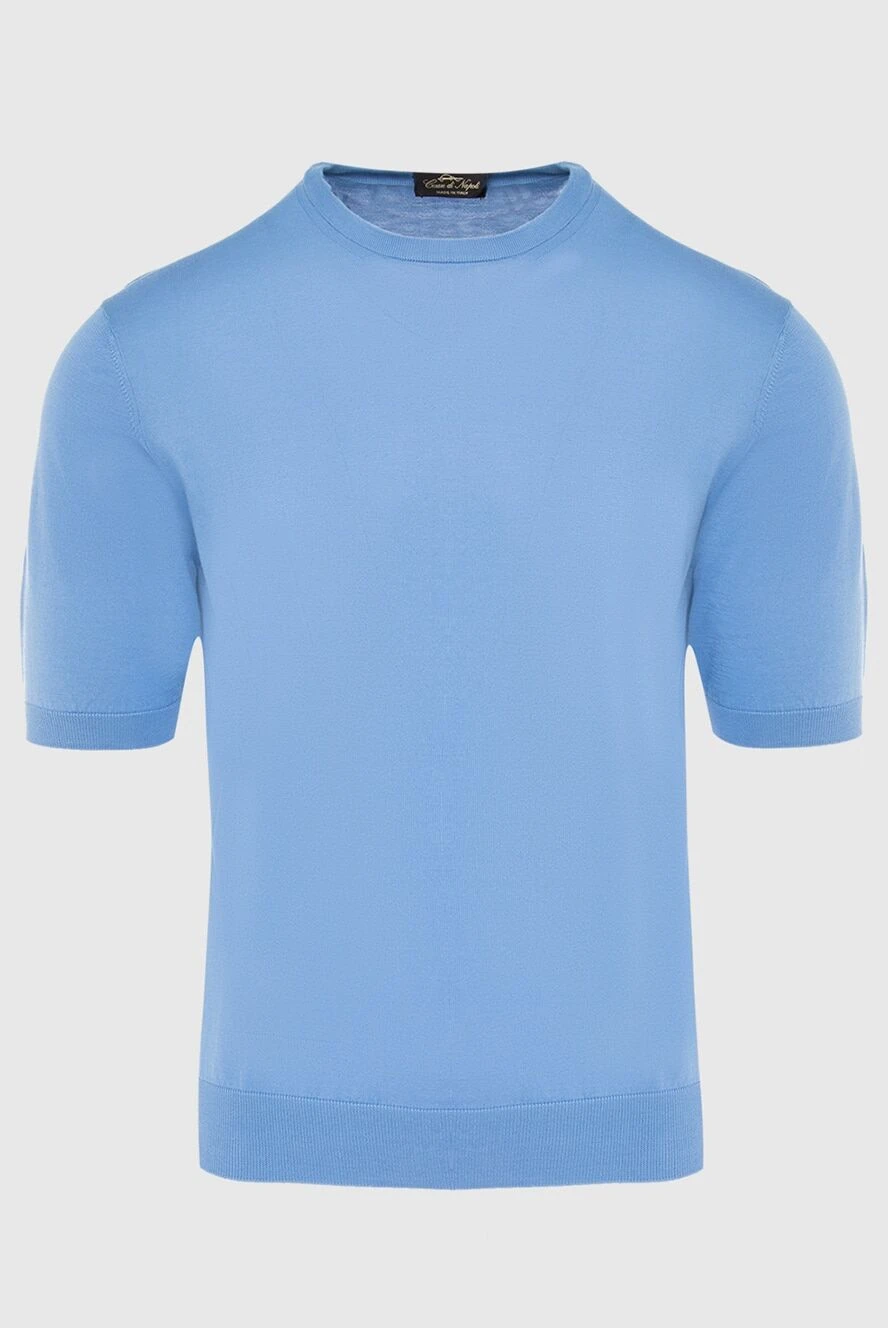 Cesare di Napoli man cotton short sleeve jumper blue for men купить с ценами и фото 166646 - photo 1