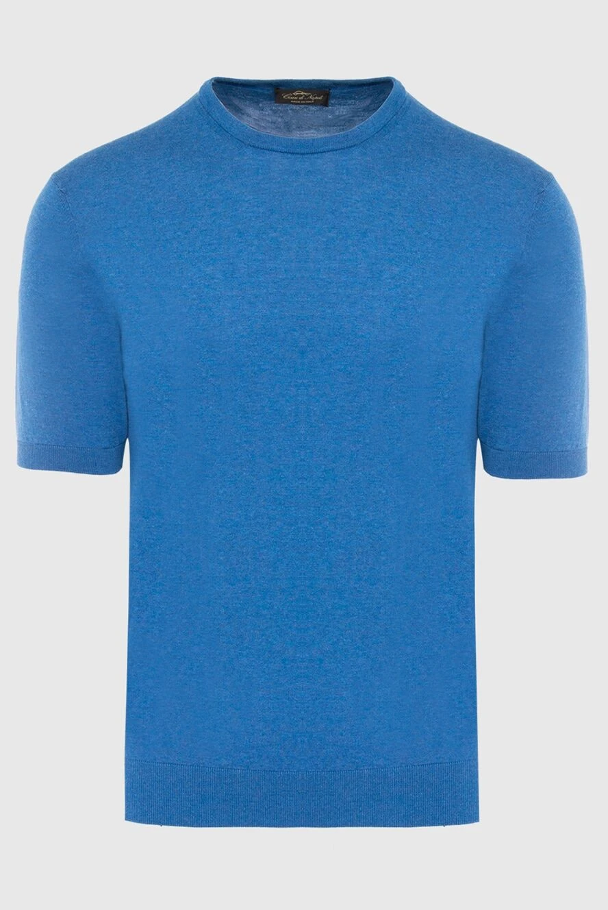 Cesare di Napoli man cotton short sleeve jumper blue for men купить с ценами и фото 166650 - photo 1