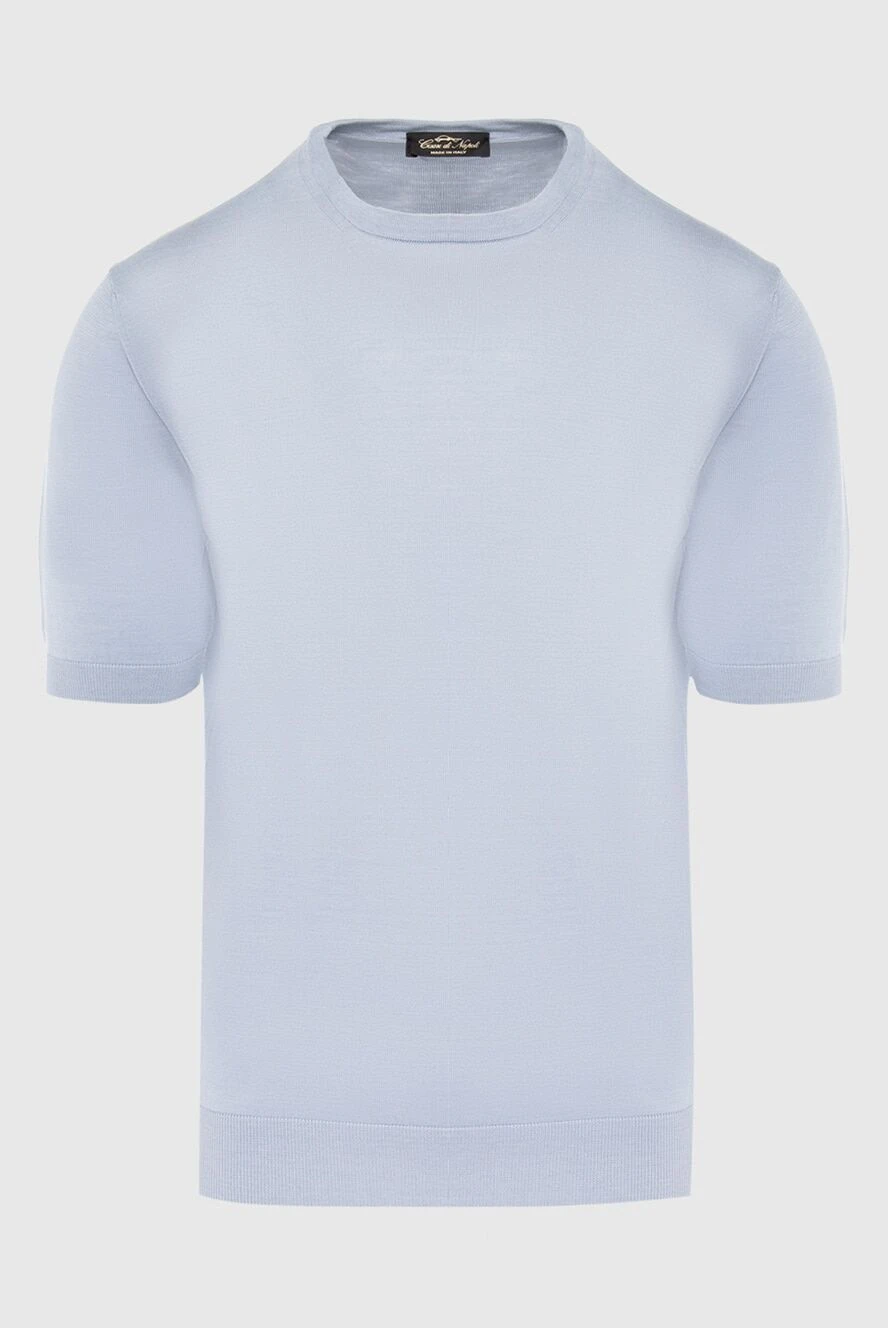 Cesare di Napoli man cotton short sleeve jumper blue for men купить с ценами и фото 166653 - photo 1