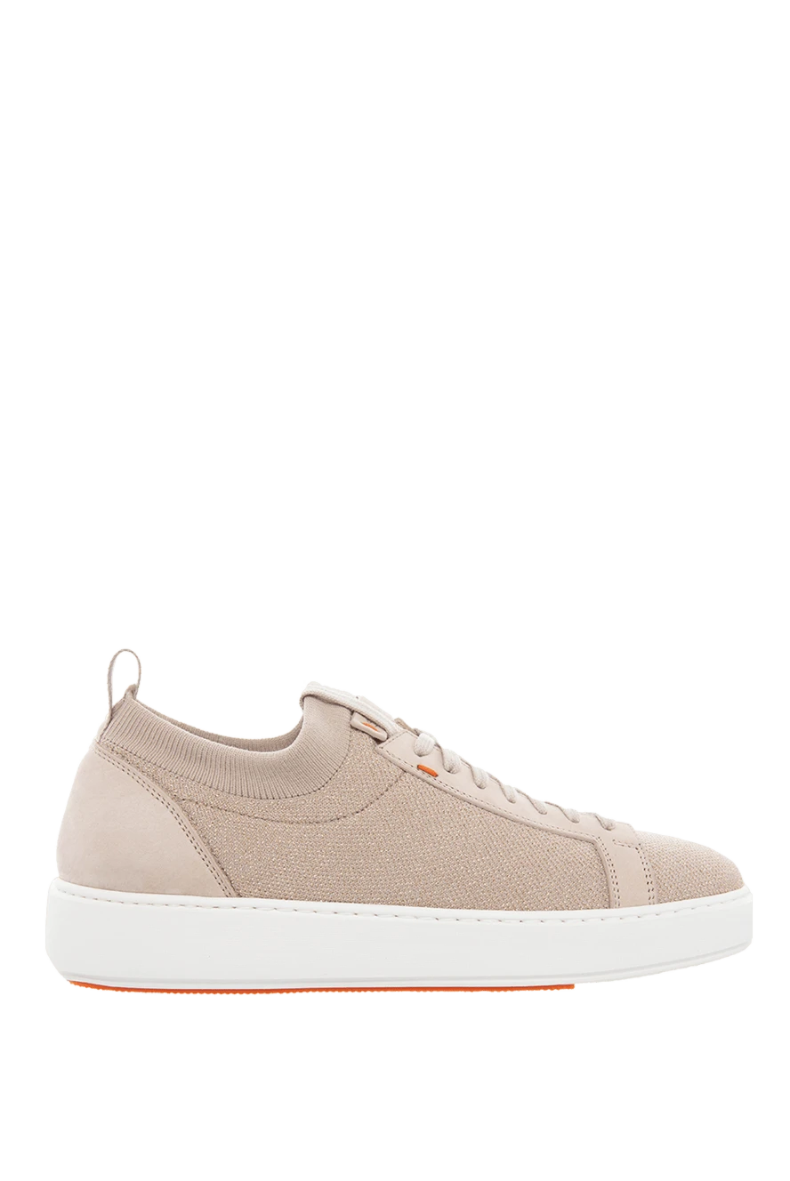 Santoni woman beige leather and textile sneakers for women купить с ценами и фото 166673 - photo 1