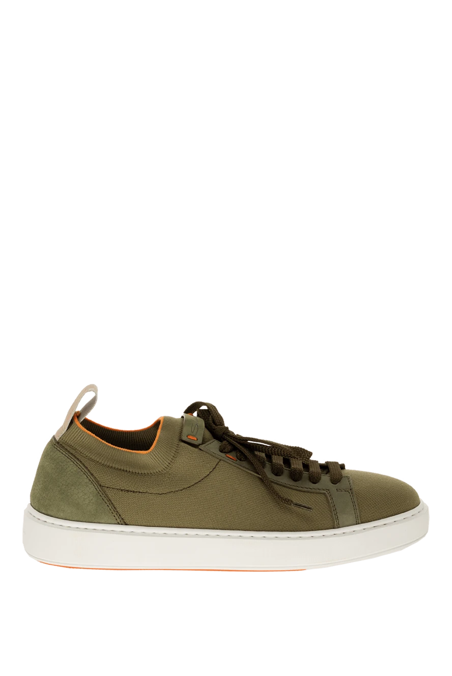 Santoni man green leather and textile sneakers for men купить с ценами и фото 166687 - photo 1