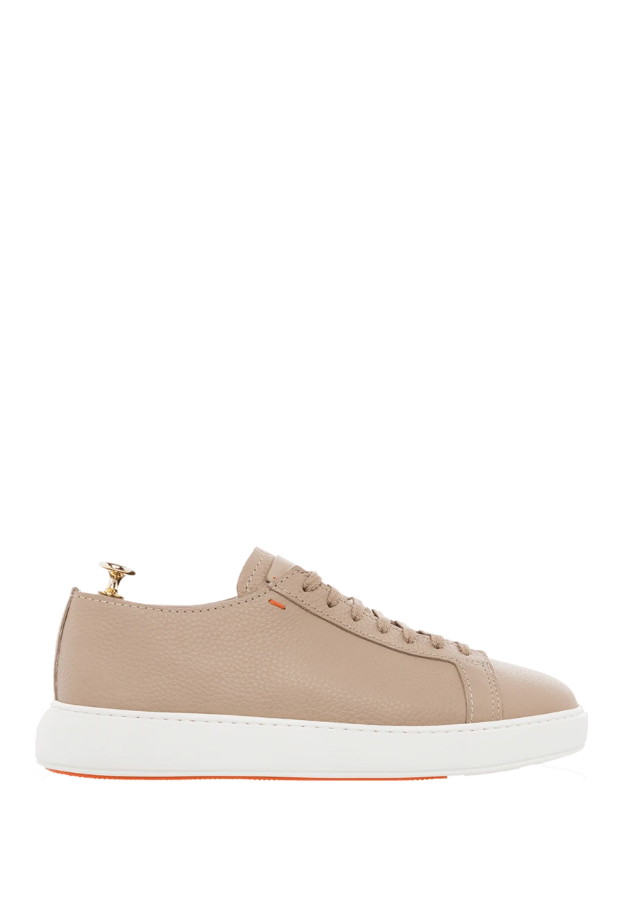 Santoni man beige leather sneakers for men купить с ценами и фото 166691 - photo 1