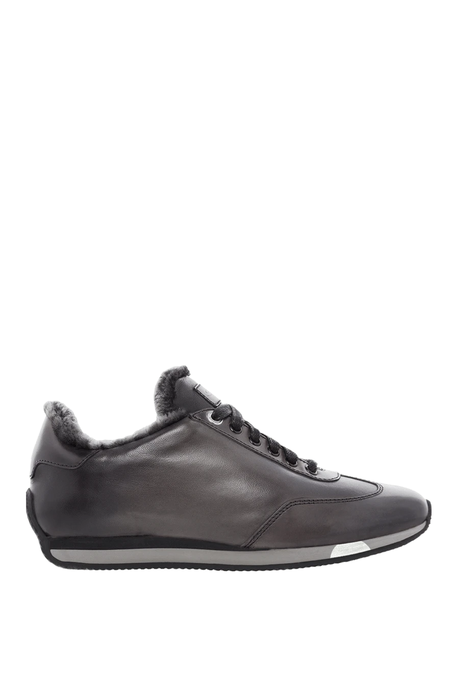 Santoni man gray leather sneakers for men купить с ценами и фото 166719 - photo 1