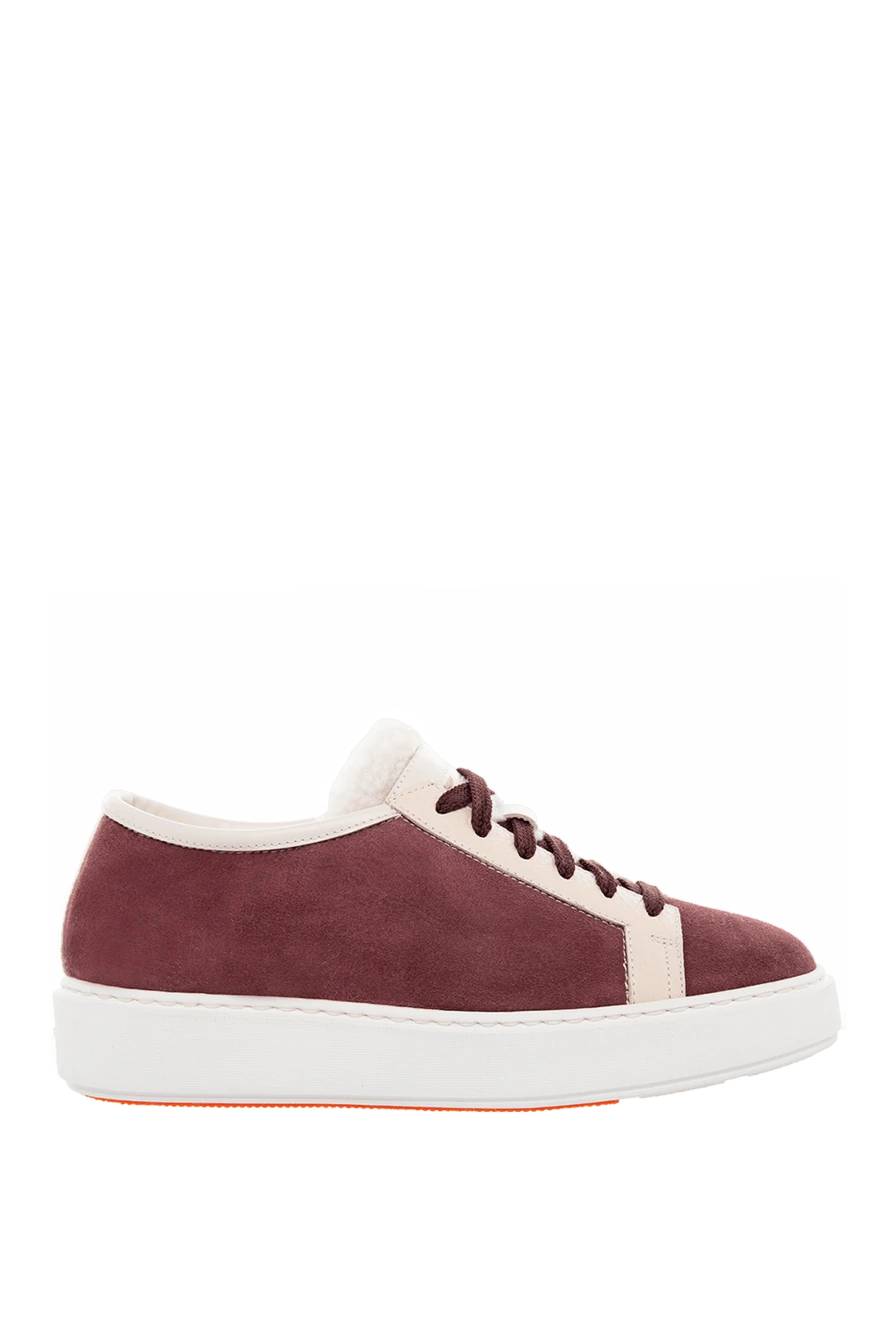 Santoni woman burgundy nubuck and fur sneakers for women купить с ценами и фото 166743 - photo 1