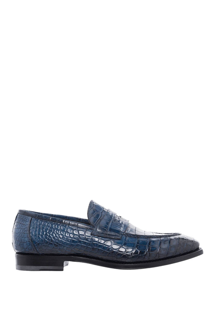 Santoni man blue crocodile leather loafers for men купить с ценами и фото 166756 - photo 1