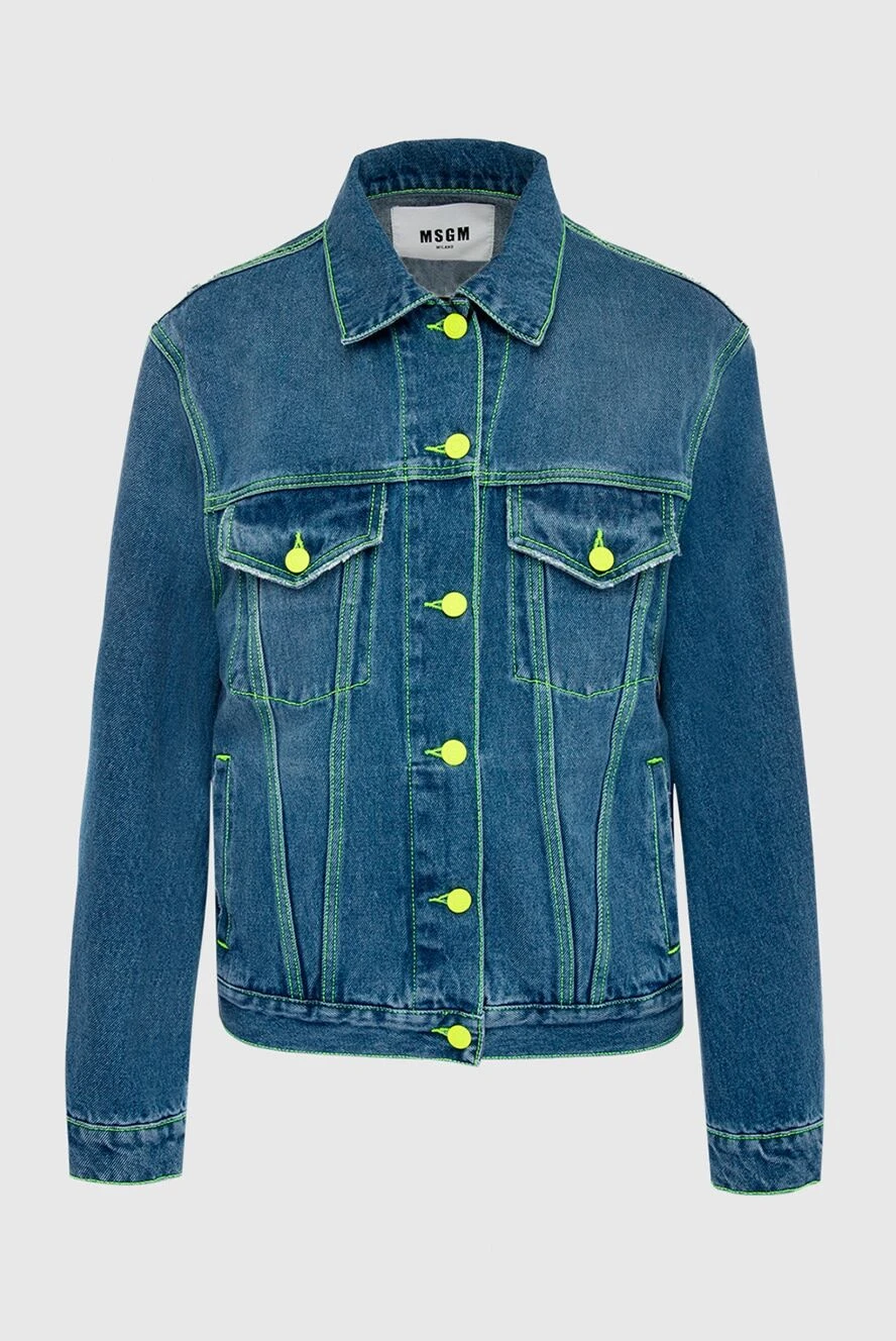 MSGM woman women's blue cotton denim jacket купить с ценами и фото 166868 - photo 1