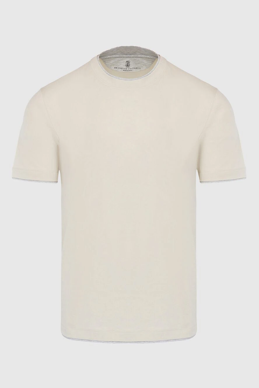 Brunello Cucinelli футболка из эластичного хлопка цвета айвори с двойной отделкой воротника
166900 - фото 1