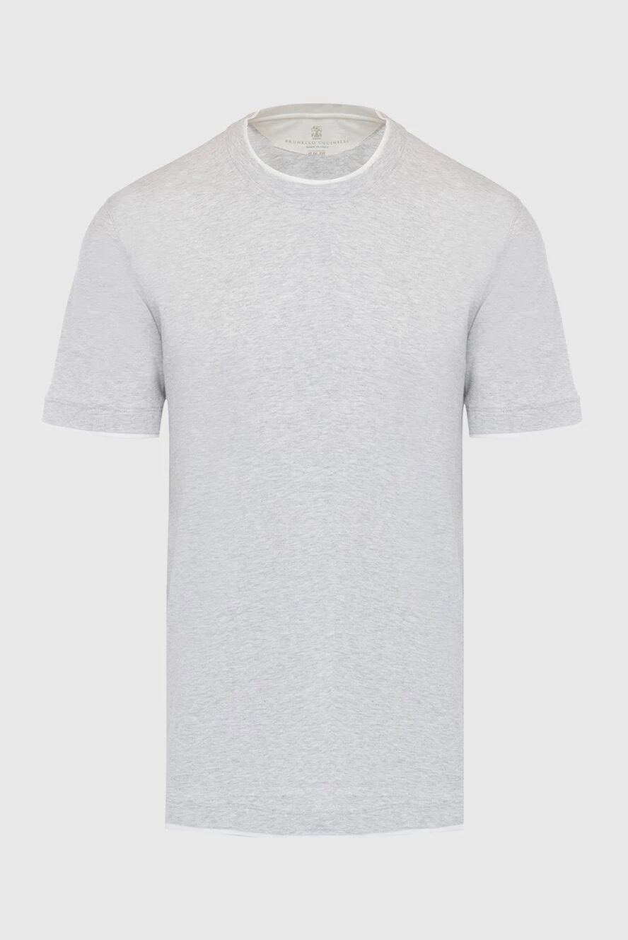 Brunello Cucinelli ерлерге арналған сұр мақта-мата футболка 166911 - фото 1