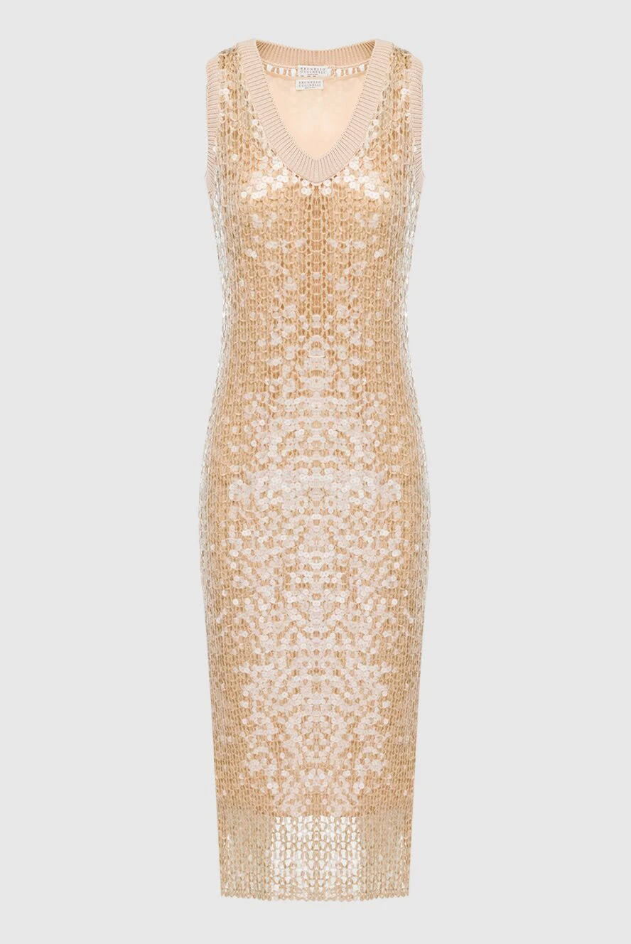 Sleeveless dress with glitter trim and side slit