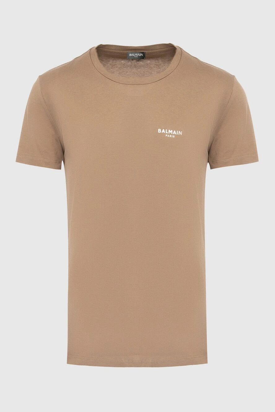 Balmain man beige cotton t-shirt for men купить с ценами и фото 167028 - photo 1