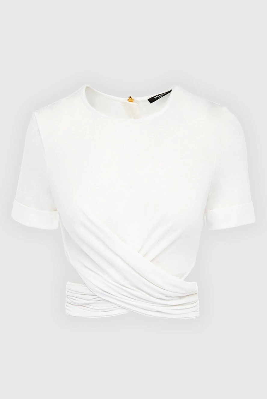 Balmain woman white women's cotton and polyester top купить с ценами и фото 167033 - photo 1